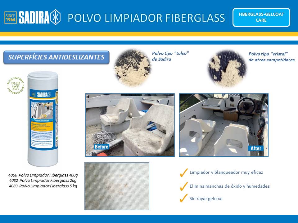 Polvo limpiador fiberglass